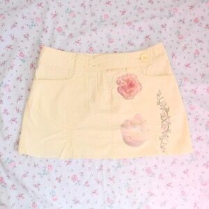 y2k coquette mini skirt cupcake floral graphic low rise